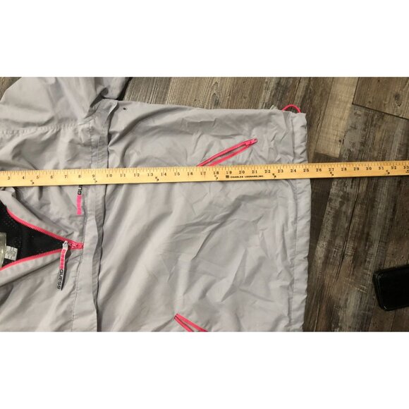 Guess Womens Gray with Pink Trim Womens XL Hooded 1/4 Zip Jacket Windbreaker - Picture 6 of 6